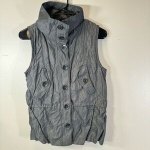 H&M gray vest button funnel collar pockets steampunk gorpcore y2k crinkle